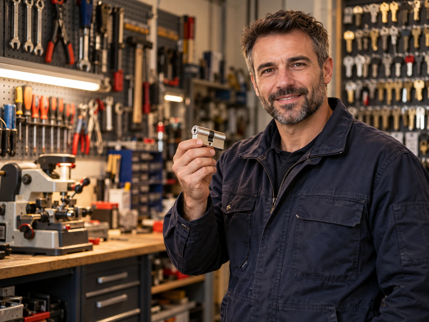 Artisan du Serrurier Blois dans son atelier, 15 ans d'expérience en serrurerie