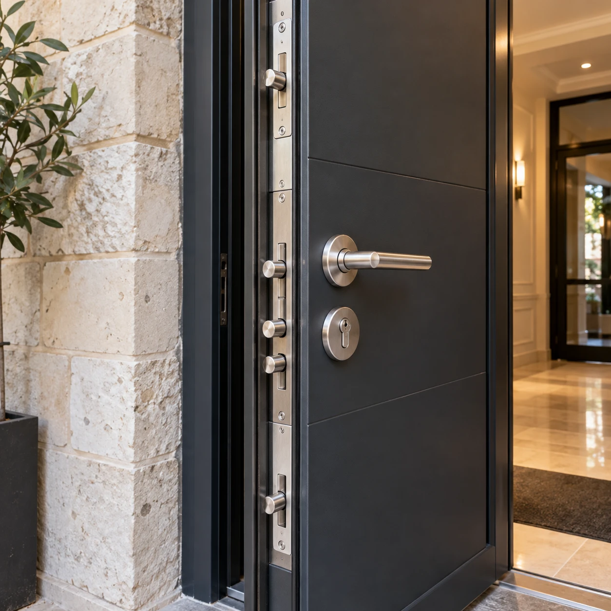 Porte d'entrée blindée avec serrure multipoints — blindage de porte à Blois